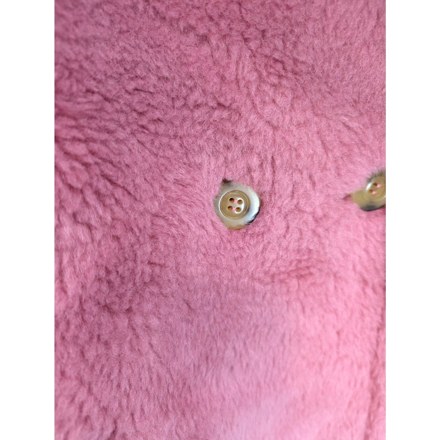 Raspberry Pink Oversized Teddy Coat Organic Wool Full-Length NWT
