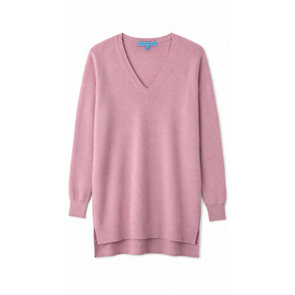 Antonio Melani 100% Cashmere V-Neck Tunic Sweater, Mauve Pink, Size S