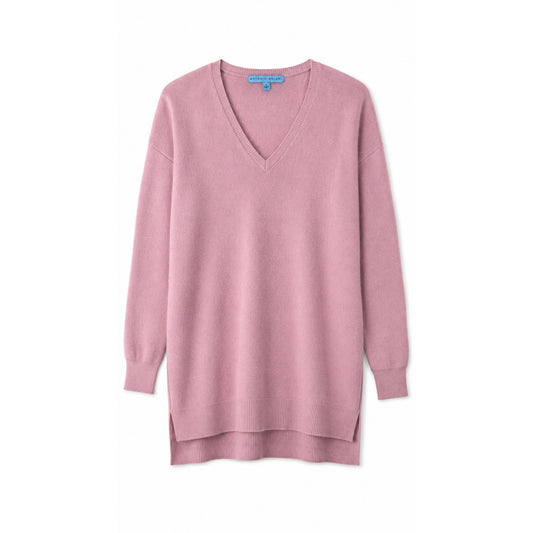 Antonio Melani 100% Cashmere V-Neck Tunic Sweater, Mauve Pink, Size S