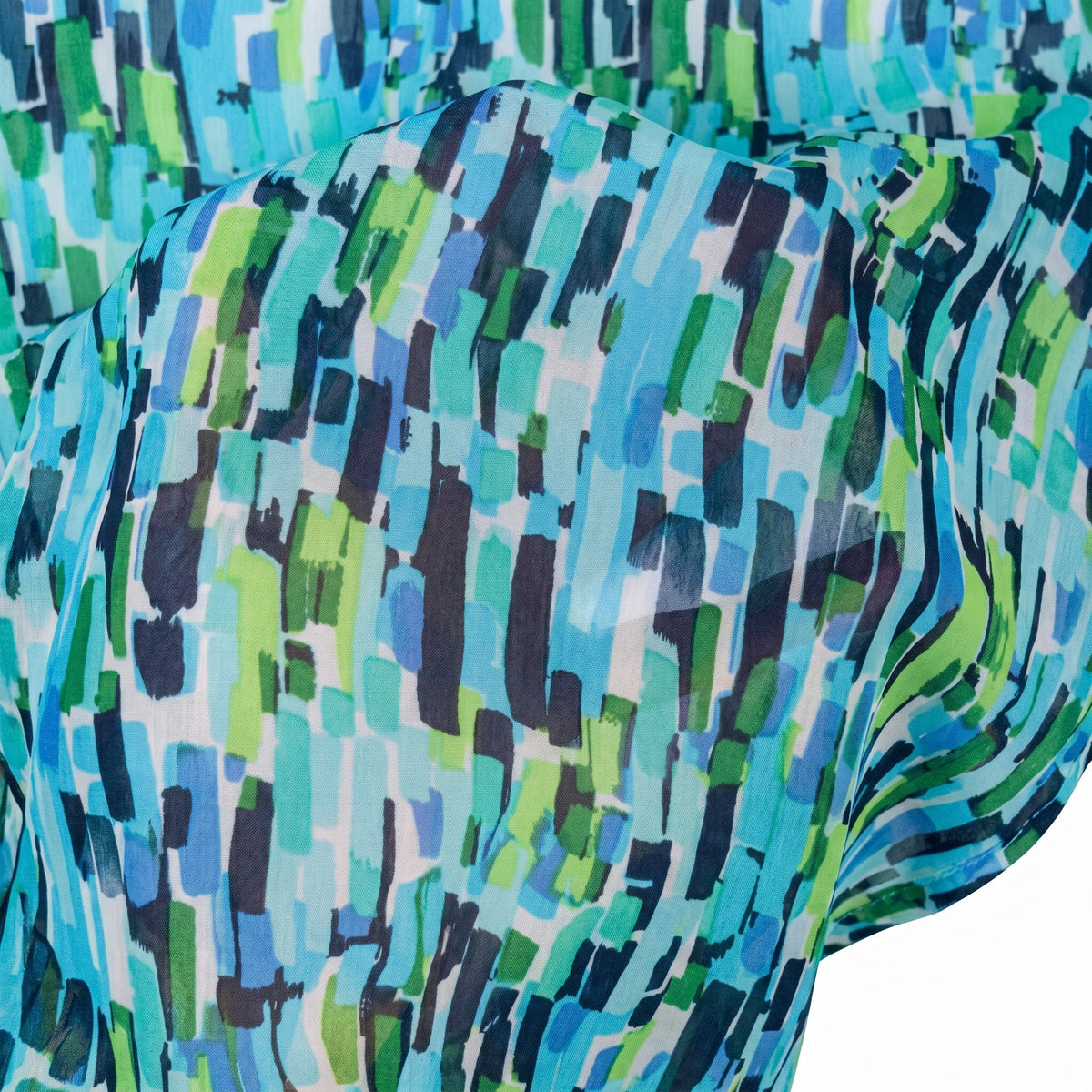 Beige Brand Aqua Teal Green Mosaic V-Neck Wrap Dress | 3/4 Sleeves
