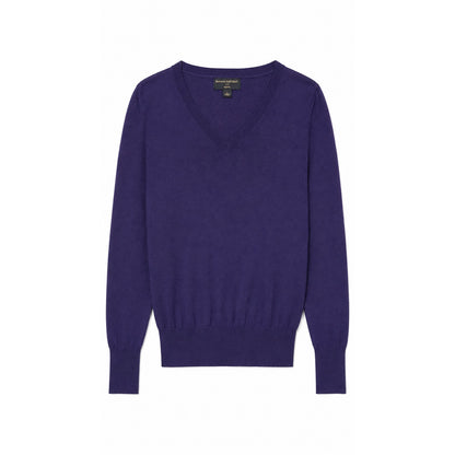 Banana Republic 100% Extra Fine Merino Wool V-Neck Sweater, Purple, Size S