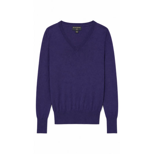 Banana Republic 100% Extra Fine Merino Wool V-Neck Sweater, Purple, Size S