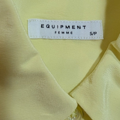 100% Silk Equipment Femme Fresh Yellow Silk Blouse Signature Dual Pocket Button-Down