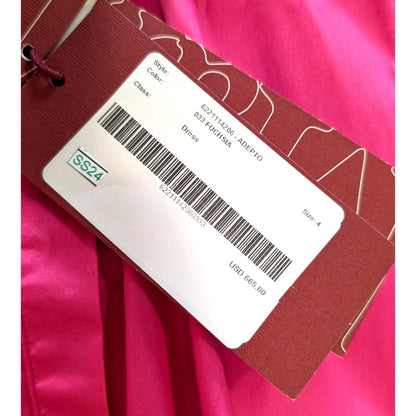 100% Cotton NWT Max Mara Studio Hot Pink Fuchsia Sleeveless A-Line Midi Dress | ADEPTO SS24