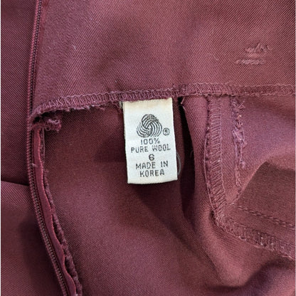 100% Pure Wool Linda Allard Ellen Tracy Maxi Skirt Burgundy Size 6