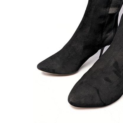 Jimmy Choo Faith 85 Black Suede Ankle Boots with Stretch Panels IT 37.5