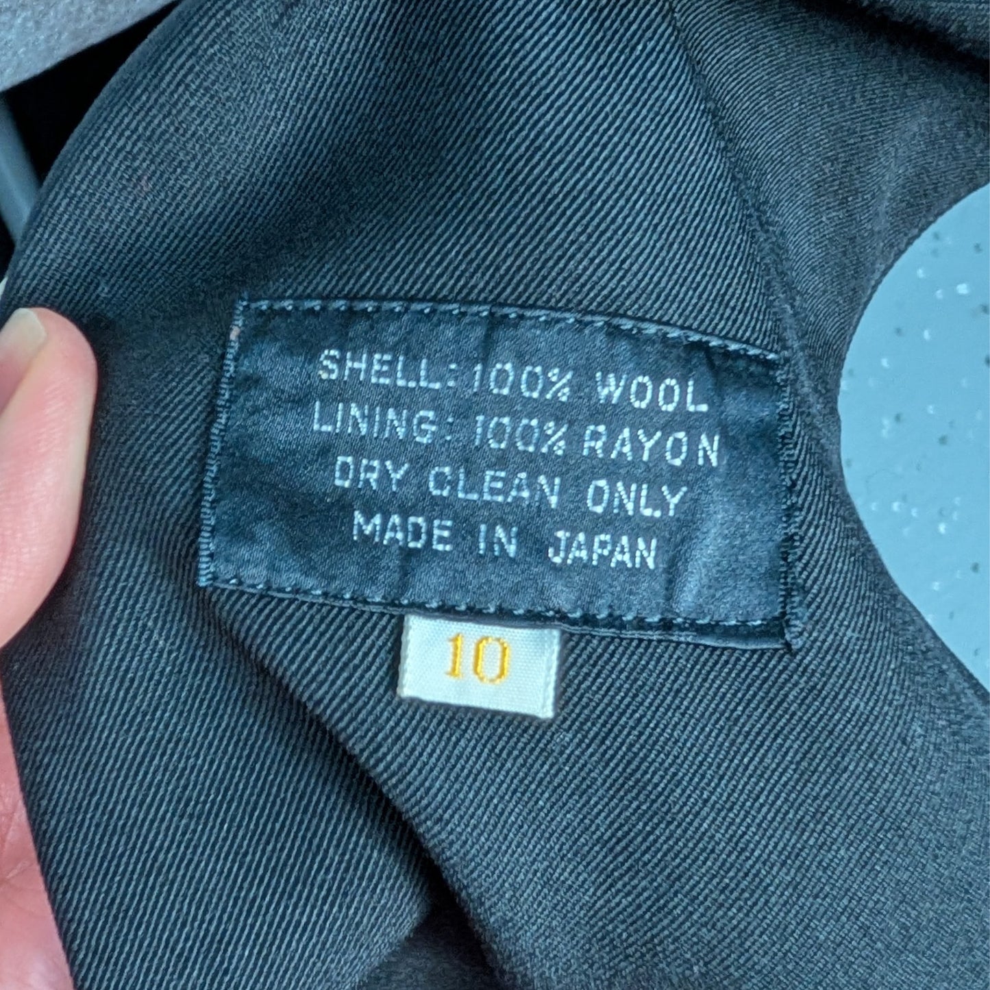Vintage Black Wool Trench Coat with Austrian Crystal Details
