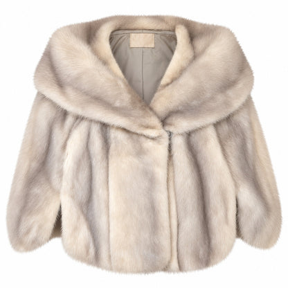 Vintage Evans Chicago Genuine Mink Fur Cape Capelet Blonde Silver