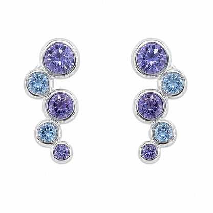 925 Sterling Silver Amethyst & Blue Topaz Stud Earrings Bezel Set Post Earrings New
