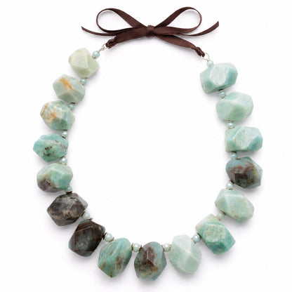 Amazonite Statement Necklace Artisan Natural Stone Sterling Silver