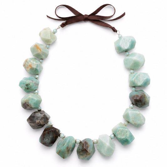 Amazonite Statement Necklace Artisan Natural Stone Sterling Silver