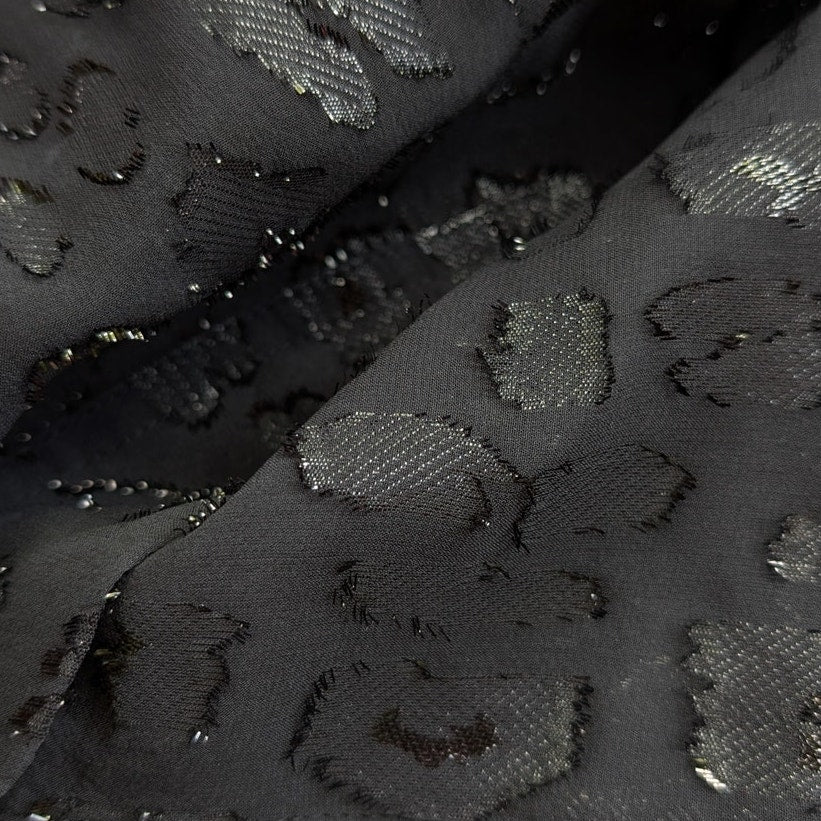 Equipment Paris Black Silk Metallic Leopard Blouse | Sheer Silk