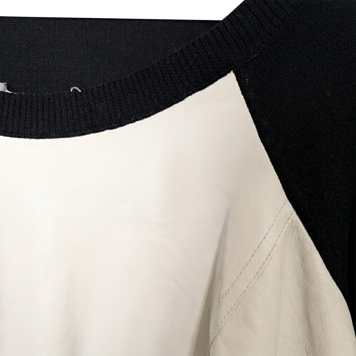 NWT Townsen Color-Block Sweater 100% Lamb Leather Panel | Black Cream