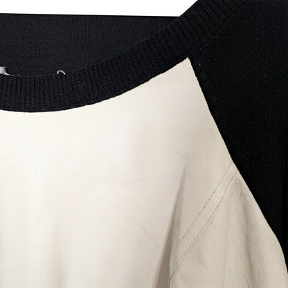 NWT Townsen Color-Block Sweater 100% Lamb Leather Panel | Black Cream