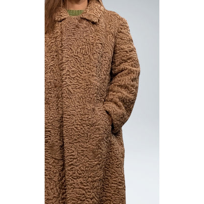 Rare Vintage Persian Lamb Fur Coat Beige Mid-Length Petite Fit