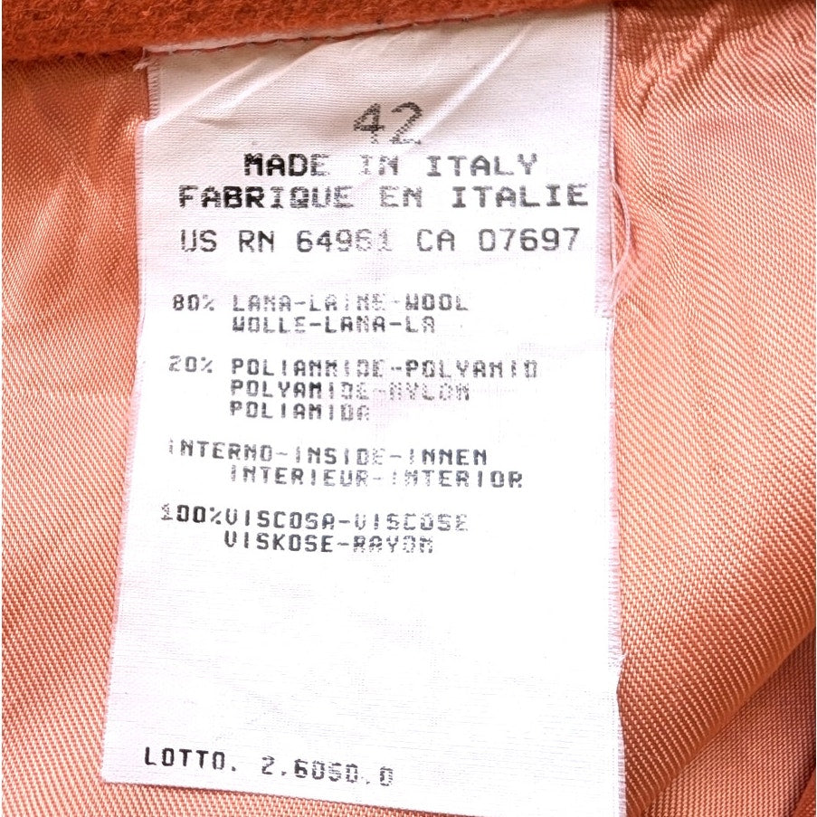 Sisley Orange Wool Blend Mini Skirt Lined Made in Italy Size 42 IT US 6