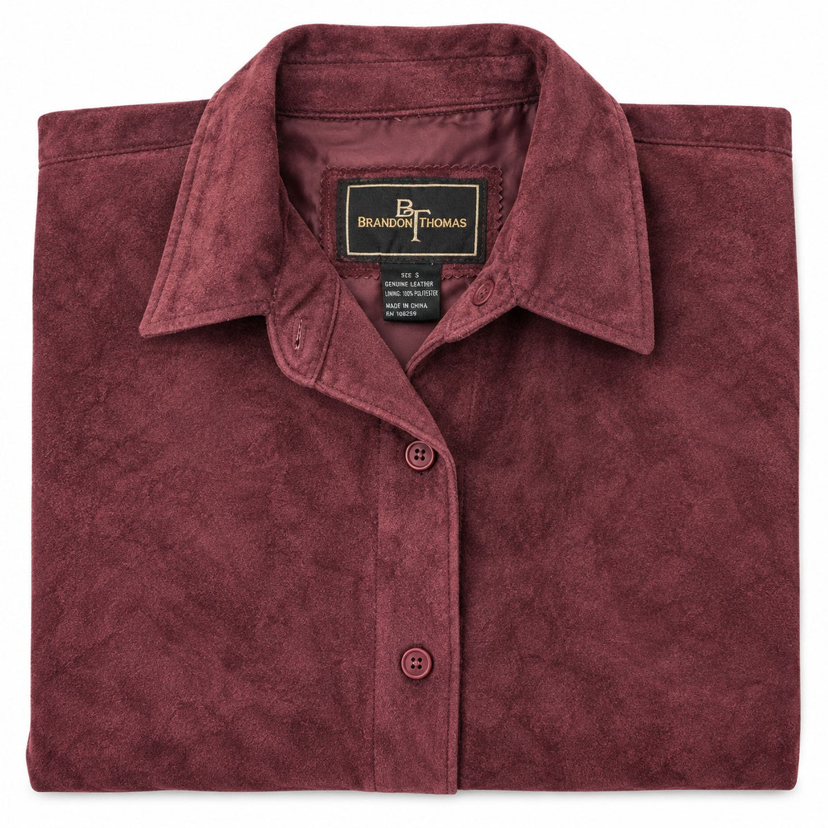 Brandon Thomas Genuine Leather Shirt Jacket Size S Burgundy