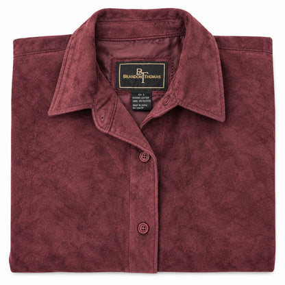 Brandon Thomas Genuine Leather Shirt Jacket Size S Burgundy