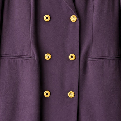 Vintage Harve Benard Plum Purple Wool Double Breasted Long Blazer Coat 18W