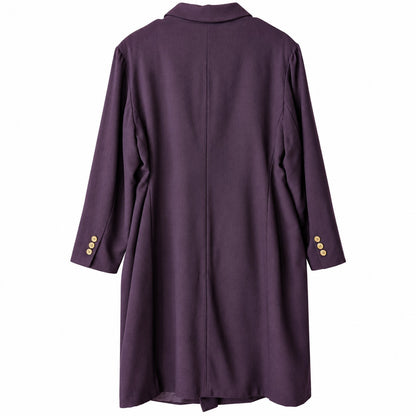 Vintage Harve Benard Plum Purple Wool Double Breasted Long Blazer Coat 18W