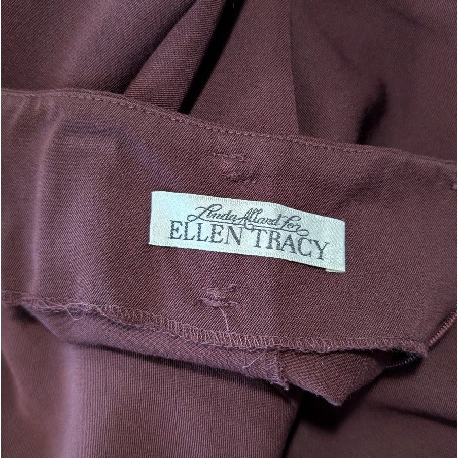 100% Pure Wool Linda Allard Ellen Tracy Maxi Skirt Burgundy Size 6