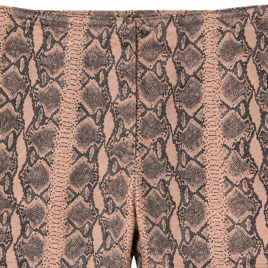 Snakeskin Print Genuine Leather Pants Beige Brown Python Straight Leg Size 14