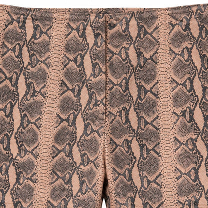 Snakeskin Print Genuine Leather Pants Beige Brown Python Straight Leg Size 14