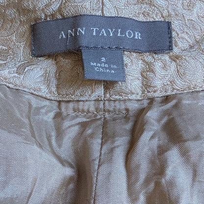 100% Silk Luxurious Ann Taylor Cream Brocade Paisley Pants  Size 2
