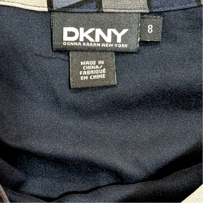 NWT Silk DKNY Navy Black Cream Plaid Ruffle Skirt Size 8