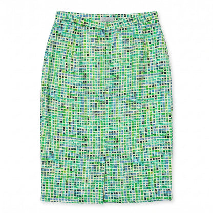 100% Silk Adriana Papell Mosaic Tile Print Pencil Skirt 6P