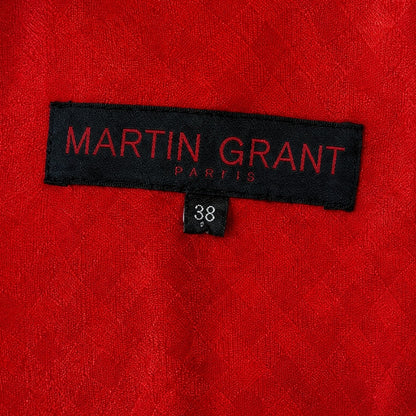 100% Silk Martin Grant Paris  Red Jacquard Sleeveless Dress | Stand Collar | NWT | Made in France