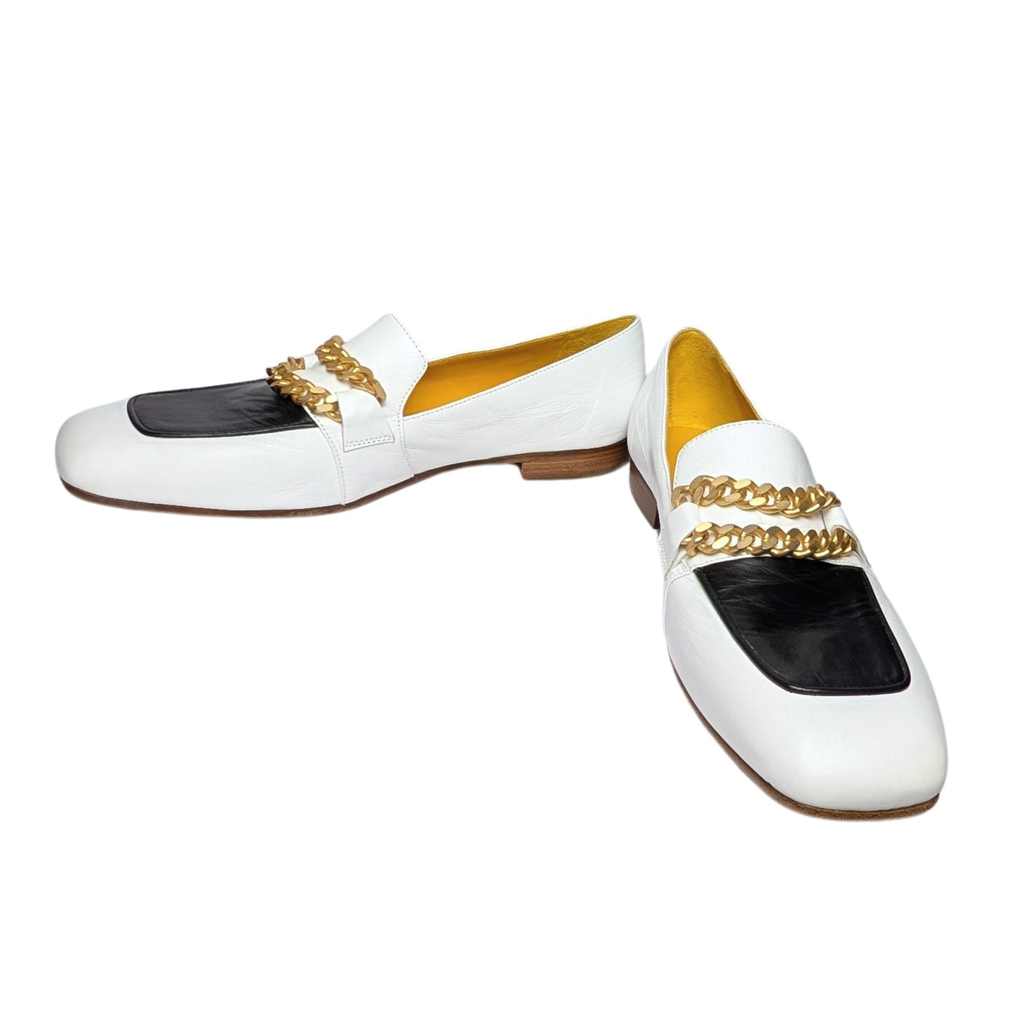 Madison Maison Gioia Leather Chain Loafers Black & White
