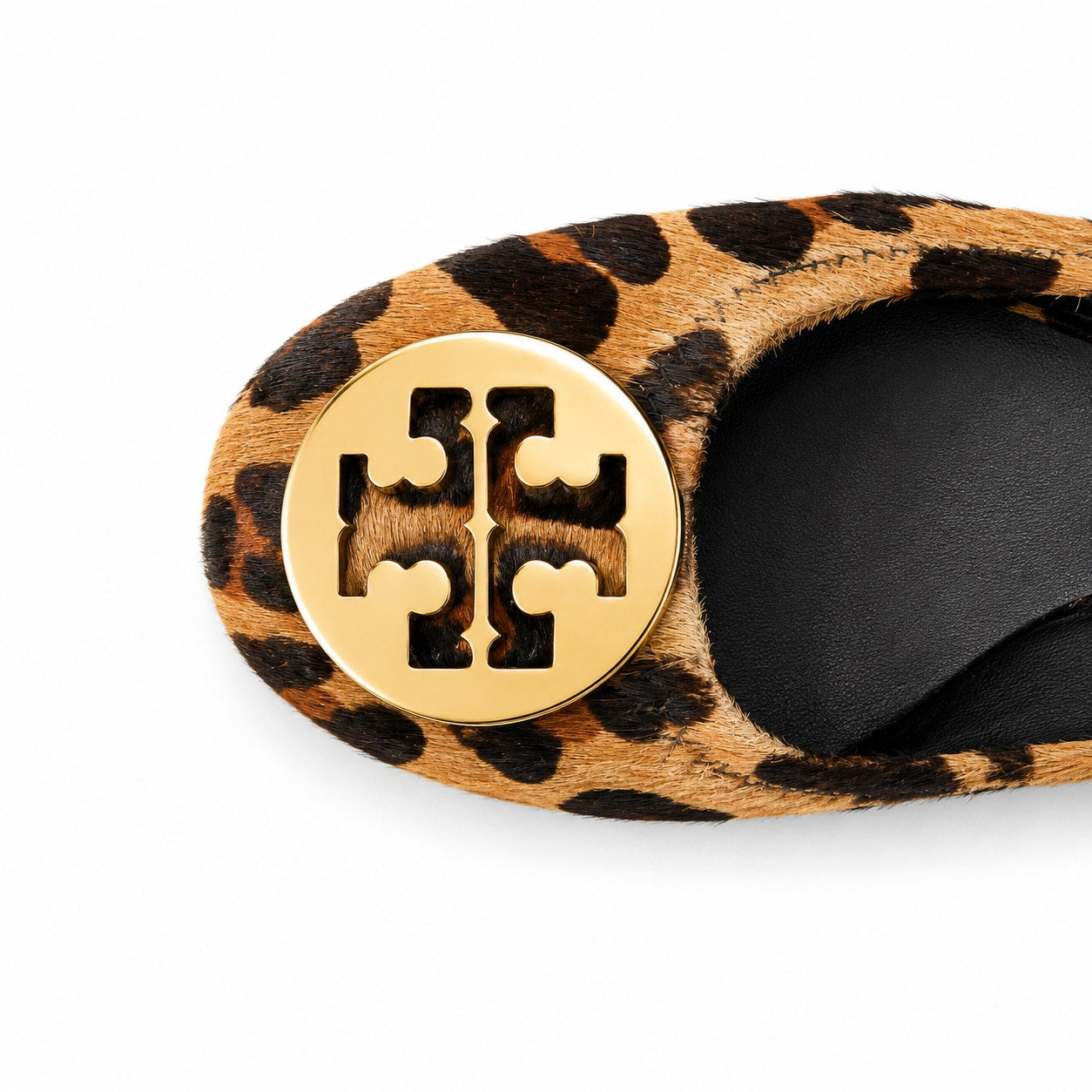 100% Genuine Leather and Calf Hair Tory Burch Reva Leopard Ballet Flats Size 7