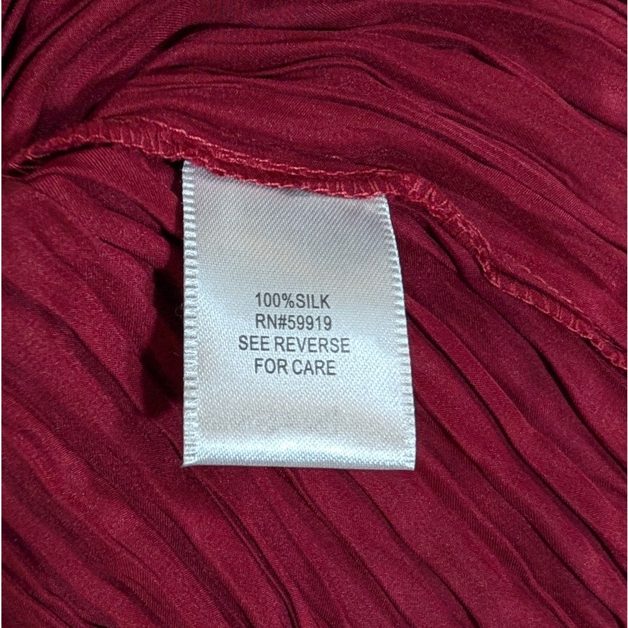 NWT 100% Silk Apt. 9 M Burgundy Wine Crinkle Satin Button-Front Blouse