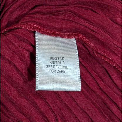 NWT 100% Silk Apt. 9 M Burgundy Wine Crinkle Satin Button-Front Blouse