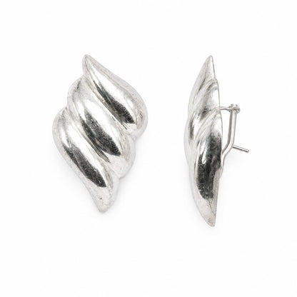Vintage 925 Sterling Silver Sculptural Swirl Post Earrings Lightweight Statement Earrings
