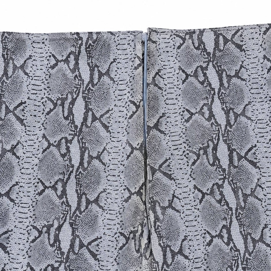 Snakeskin Print Genuine Leather Pants Gray Black Python Straight Leg Size 12