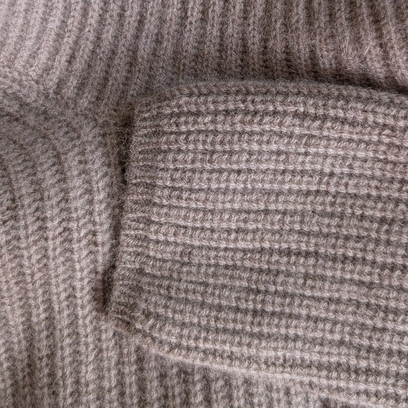 Nordstrom Wool Cashmere Blend Ribbed Turtleneck Sweater, Taupe, Size XS
