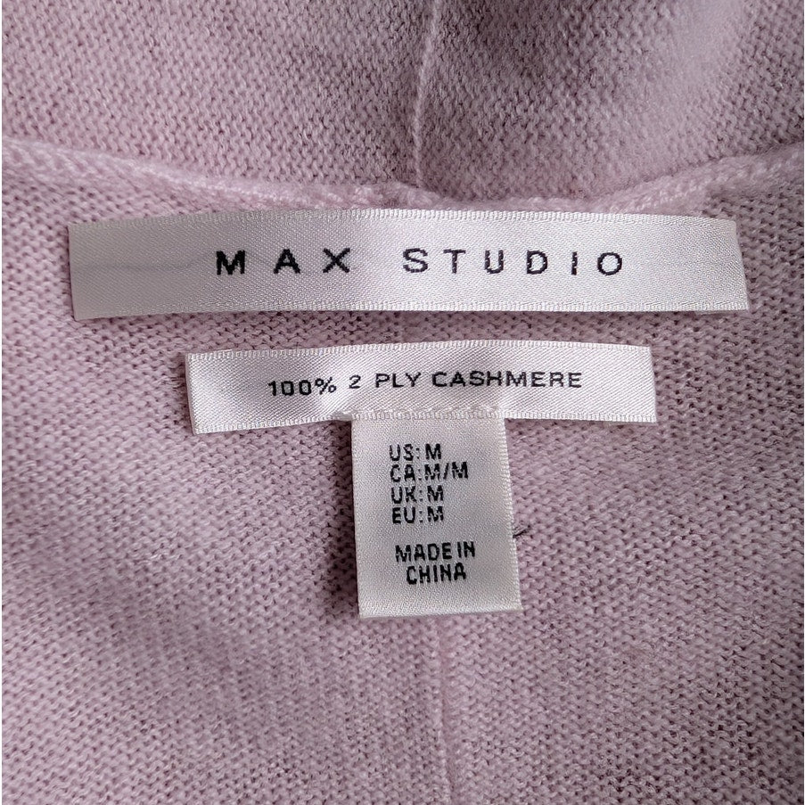 Max Studio 100% 2-Ply Cashmere Open Front Cardigan, Light Pink, Size M
