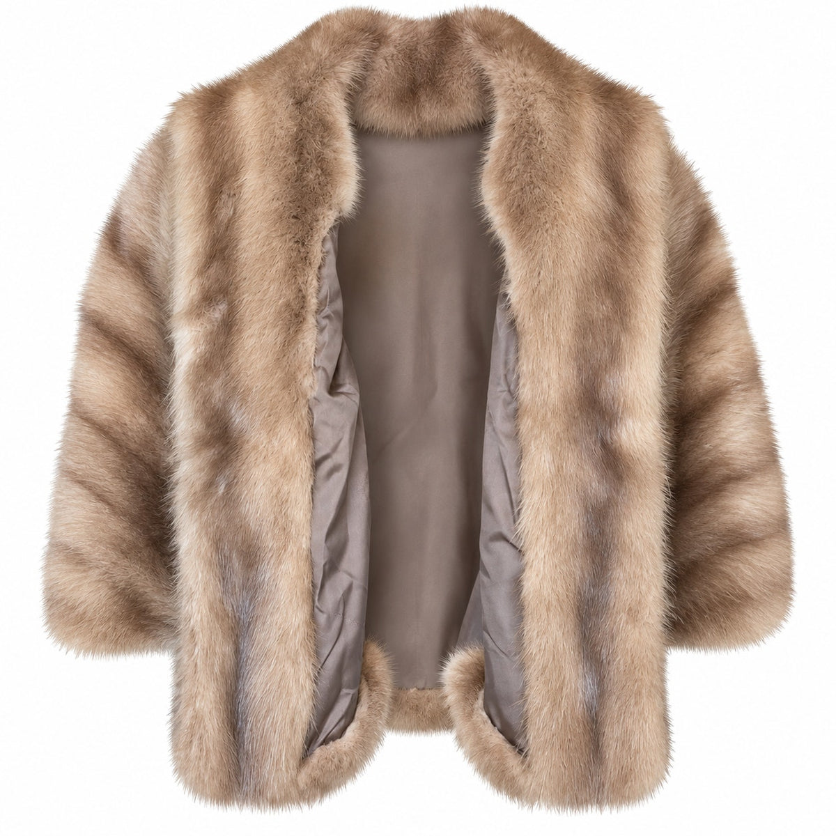 Vintage I. Magnin Genuine Mink Fur Capelet Jacket Cool Beige