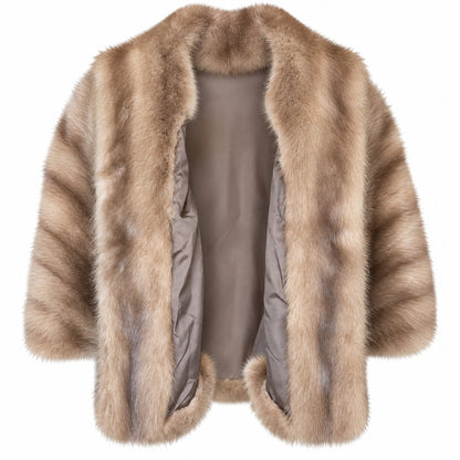 Vintage I. Magnin Genuine Mink Fur Capelet Jacket Cool Beige