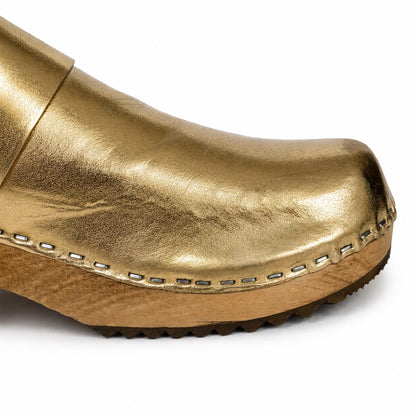 Hoof x Lost & Found Metallic Gold Leather Wooden Platform Clogs EU 40 US 9.5 Rare