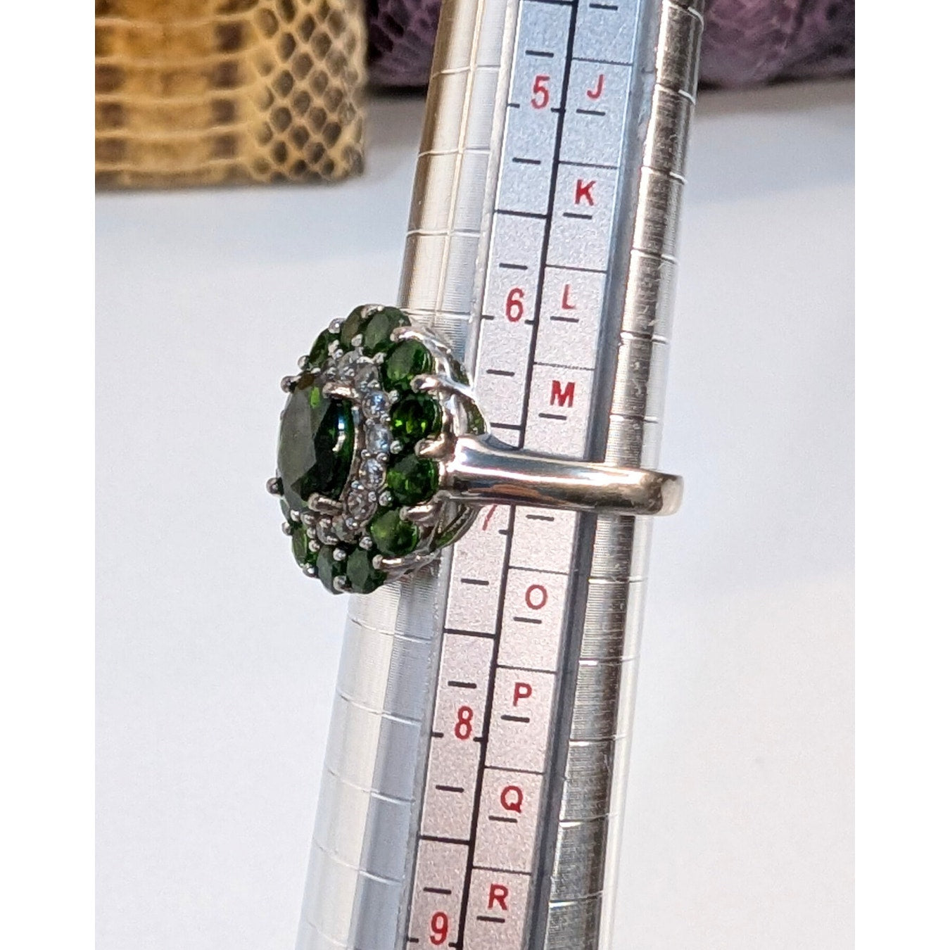 Elegant 925 Silver Chrome Diopside Ring - Size 6.75