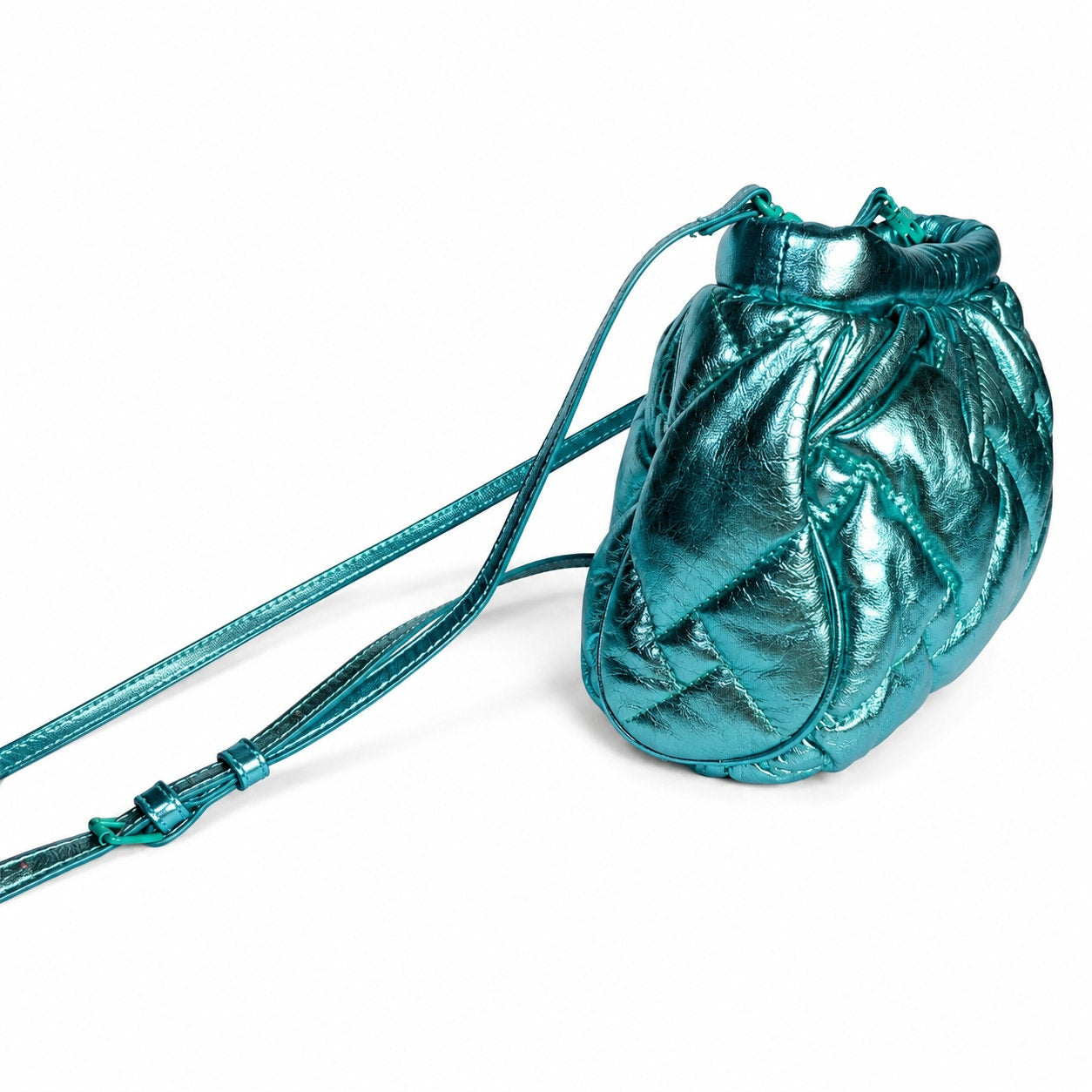 Kurt Geiger London Leather Bag Teal Quilted Crossbody Removable Chain