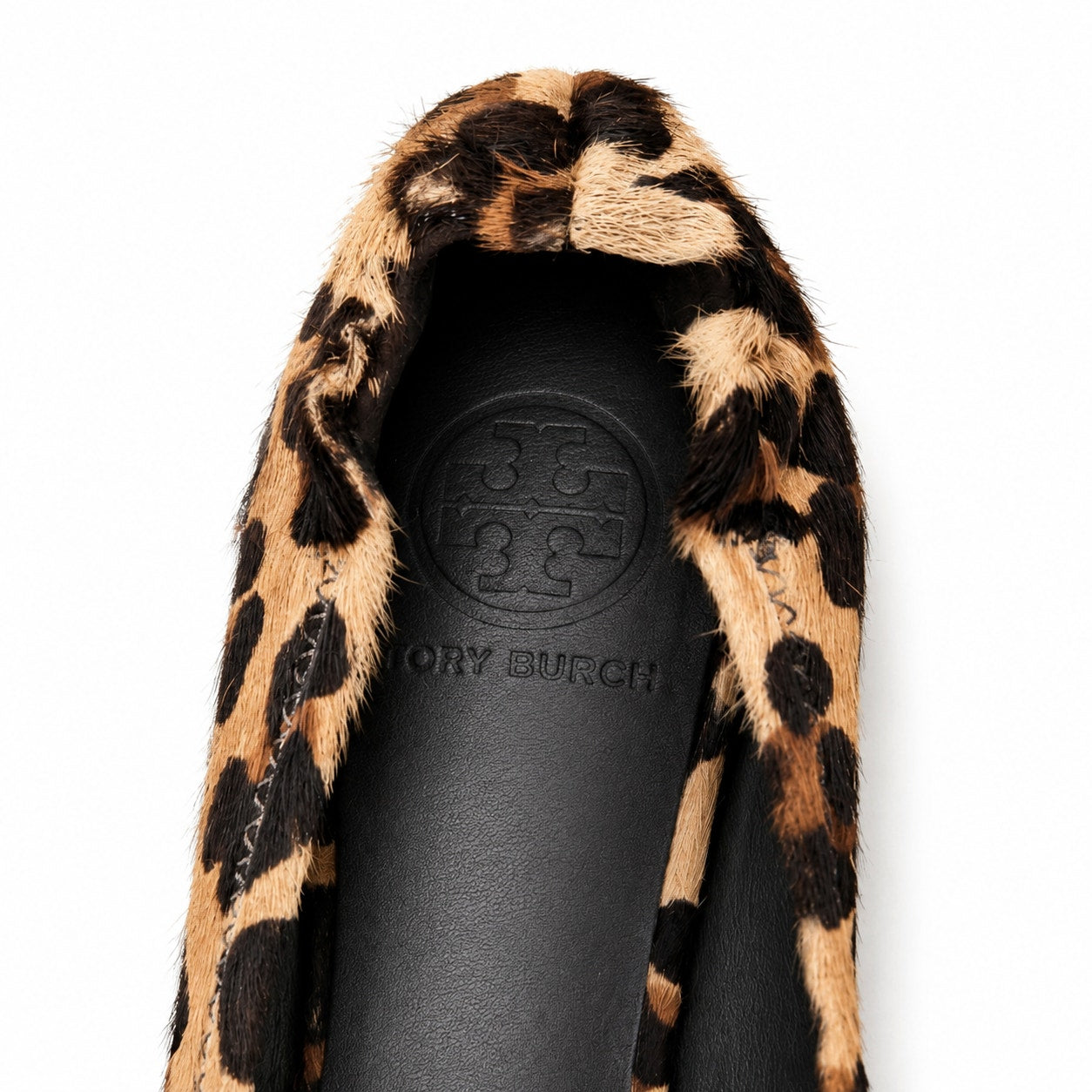 100% Genuine Leather and Calf Hair Tory Burch Reva Leopard Ballet Flats Size 7