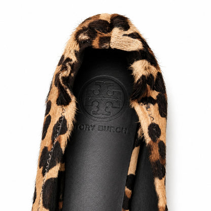 100% Genuine Leather and Calf Hair Tory Burch Reva Leopard Ballet Flats Size 7