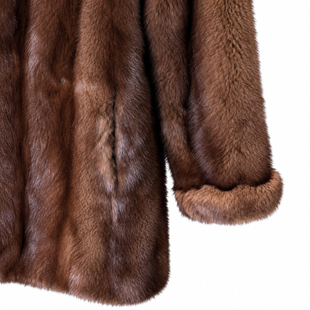 Vintage The Evans Genuine Mink Fur Jacket Brown Notched Collar Mid Length