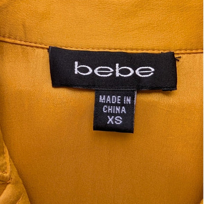 bebe Mustard Yellow Fit and Flare Trench Coat Belted Double Breasted XS