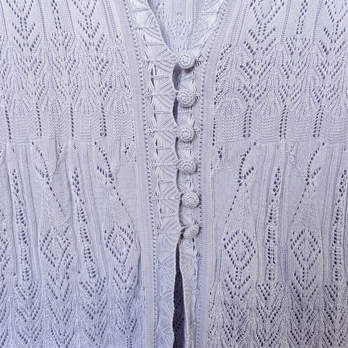 NWT 100% Silk Crochet J. Jill Lavender Lace Silk Open-Front Duster Cardigan |