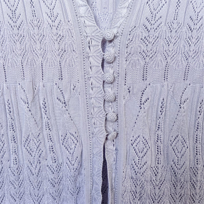 NWT 100% Silk Crochet J. Jill Lavender Lace Silk Open-Front Duster Cardigan |